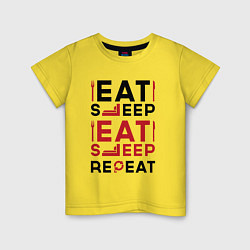 Футболка хлопковая детская Надпись: eat sleep S T A L K E R repeat, цвет: желтый