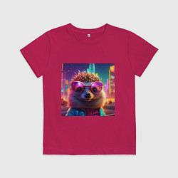 Детская футболка Ежик в неоновых очках и куртке