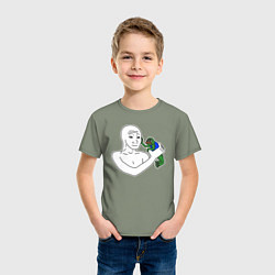 Футболка хлопковая детская Вояк держит пепе, цвет: авокадо — фото 2