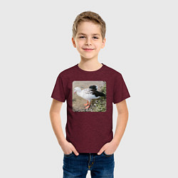 Футболка хлопковая детская Андский гусь, цвет: меланж-бордовый — фото 2