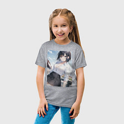 Футболка хлопковая детская Anime girl in town, цвет: меланж — фото 2