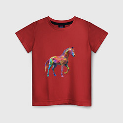 Футболка хлопковая детская Конь геометрик, цвет: красный