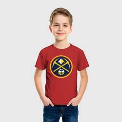 Футболка хлопковая детская Denver Nuggets logo, цвет: красный — фото 2