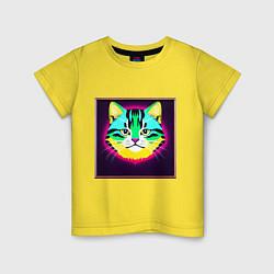 Детская футболка Неоновый кот в рамке