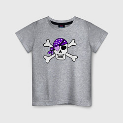 Футболка хлопковая детская Милый череп в фиолетовой маске, цвет: меланж