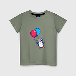Детская футболка Милый пингвин с воздушными шариками