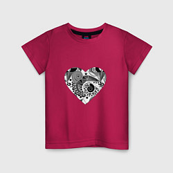 Детская футболка Сердце с абстрактным черно-белым узором