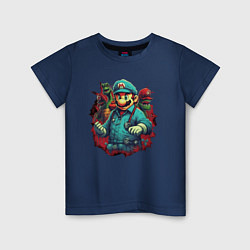 Футболка хлопковая детская Доктор Марио, цвет: тёмно-синий