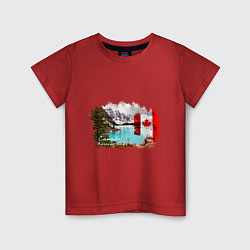 Футболка хлопковая детская Канада и канадский флаг, цвет: красный
