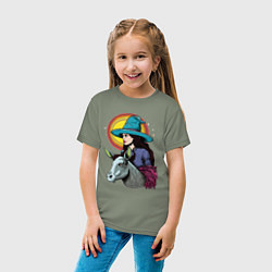 Футболка хлопковая детская Ведьма и осел comic style, цвет: авокадо — фото 2