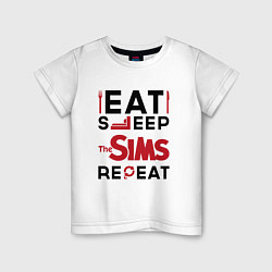 Детская футболка Надпись: eat sleep The Sims repeat
