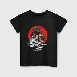 Детская футболка Годзилла и волны