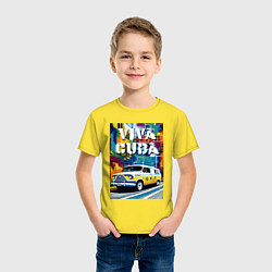 Футболка хлопковая детская Viva Cuba - car - retro, цвет: желтый — фото 2