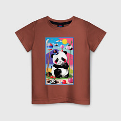 Детская футболка Маленький пандёныш среди игрушек - сюрреализм