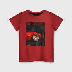 Футболка хлопковая детская Обложка журнала Chevrolet Corvette C3, цвет: красный
