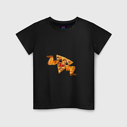 Футболка хлопковая детская Пицца с куринными крылышками, цвет: черный