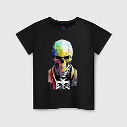 Детская футболка Skull - cyberpunk - watercolor