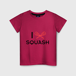 Футболка хлопковая детская I Love Squash, цвет: маджента