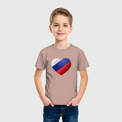 Футболка хлопковая детская Флаг России в сердце, цвет: пыльно-розовый — фото 2