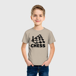 Футболка хлопковая детская Chess game, цвет: миндальный — фото 2