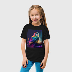 Футболка хлопковая детская Музыкальная сова - нейросеть, цвет: черный — фото 2