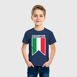 Футболка хлопковая детская Италия чемпион, цвет: тёмно-синий — фото 2
