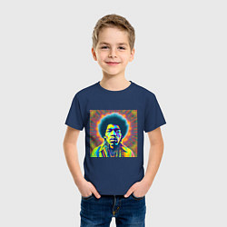 Футболка хлопковая детская Jimi Hendrix Magic Glitch Art, цвет: тёмно-синий — фото 2