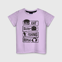 Детская футболка Eat sleep fishing repeat