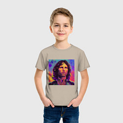 Футболка хлопковая детская Jim Morrison Strange colors Art, цвет: миндальный — фото 2