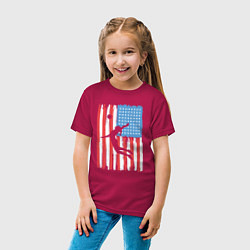 Футболка хлопковая детская USA girl volleyball, цвет: маджента — фото 2