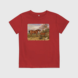 Детская футболка Две лошади и две собаки
