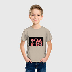 Футболка хлопковая детская Группа BLACKPINK в ярко-розовых тонах, цвет: миндальный — фото 2
