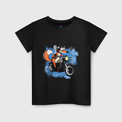 Детская футболка Лис на мотоцикле