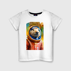 Детская футболка Capybara astronaut - NASA - neural network