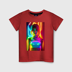 Детская футболка Japanese girl - neon glow - neural network