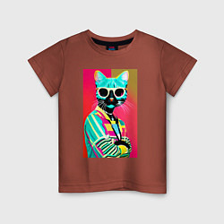 Детская футболка Cat in sunglasses - pop art