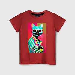 Детская футболка Cat in sunglasses - pop art