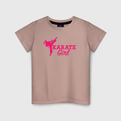Футболка хлопковая детская Girl karate, цвет: пыльно-розовый