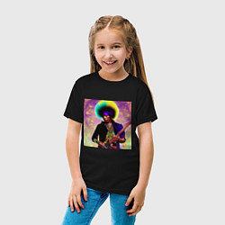 Футболка хлопковая детская Jimi Hendrix Rock Idol Art, цвет: черный — фото 2