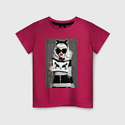 Детская футболка Девушка-кошка - поп-арт - нейросеть