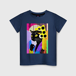 Детская футболка Black cat cheese - pop art - poster