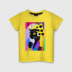 Детская футболка Black cat cheese - pop art - poster