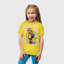 Футболка хлопковая детская Fox cub - urban style - neural network, цвет: желтый — фото 2
