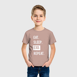 Футболка хлопковая детская Eat Sleep EXO Repeat, цвет: пыльно-розовый — фото 2