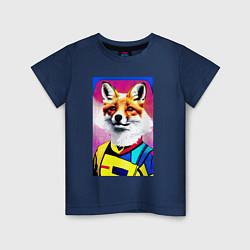 Футболка хлопковая детская Fox - pop art - fashionista, цвет: тёмно-синий