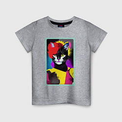 Детская футболка Lady cat - pop art - neural network
