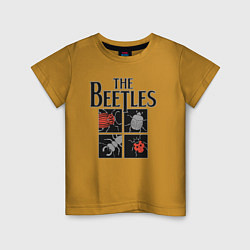 Футболка хлопковая детская Beetles, цвет: горчичный