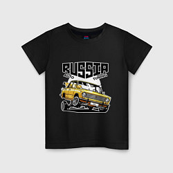 Футболка хлопковая детская Russia tuning car, цвет: черный
