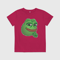 Футболка хлопковая детская Лягушонок Пепе не доволен тобой, цвет: маджента