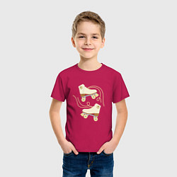 Футболка хлопковая детская Ретро ролики со смайлом, цвет: маджента — фото 2
